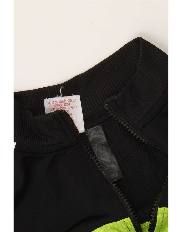 Adidas Boys Tracksuit Top Jacket 10-11 Years Black Colourblock