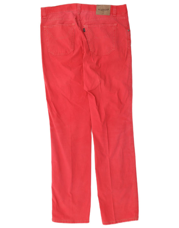 Jeckerson Mens Straight Casual Trousers W36 L33 Red Cotton