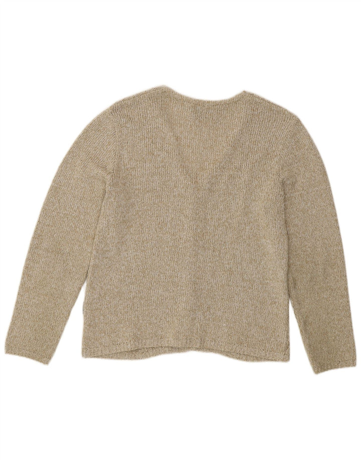 Roisin McCarthy Womens Cardigan Sweater UK 10 Small Green Flecked Cotton