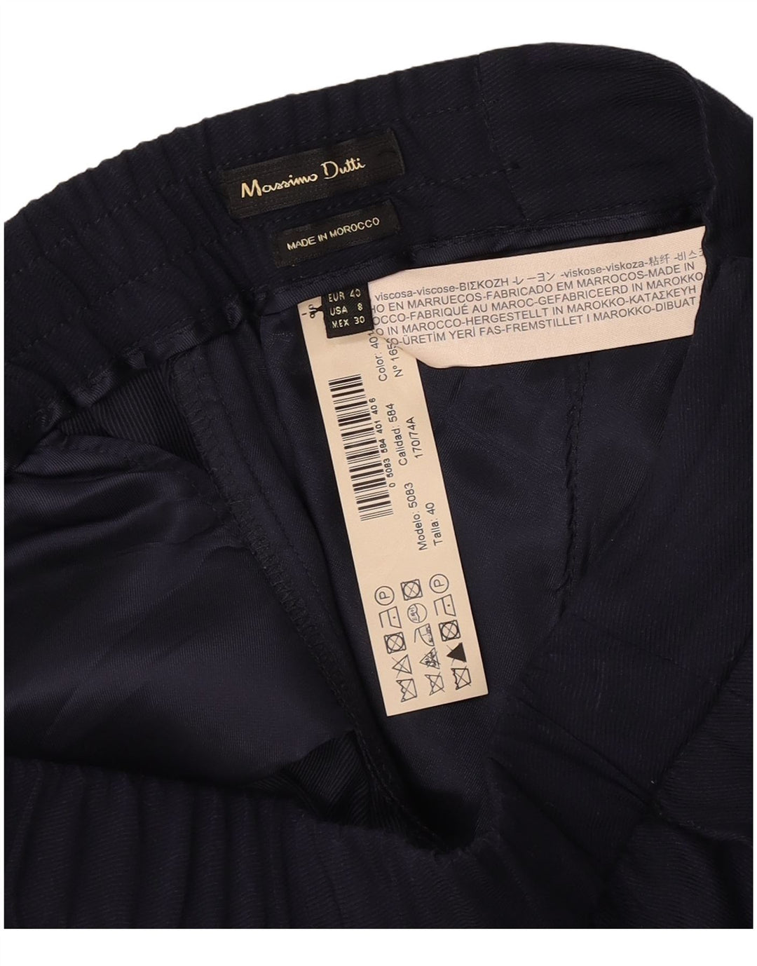 Massimo Dutti Womens Straight Chino Trousers EU 40 Medium W30 L29 Navy Blue