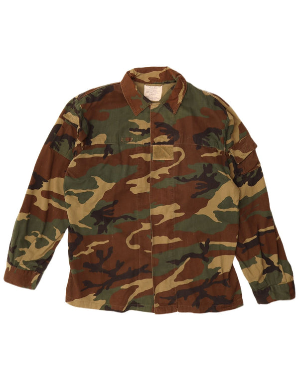 VINTAGE Mens Military Jacket IT 56 3XL Khaki Camouflage Cotton