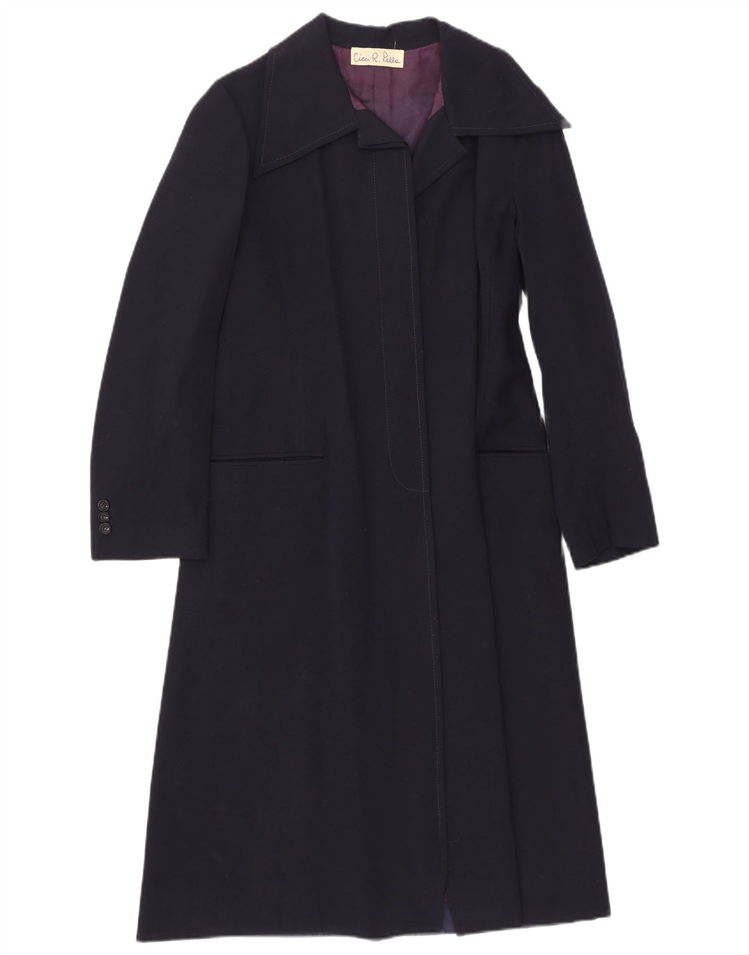 Vintage Womens Open Overcoat UK 8 Small Navy Blue