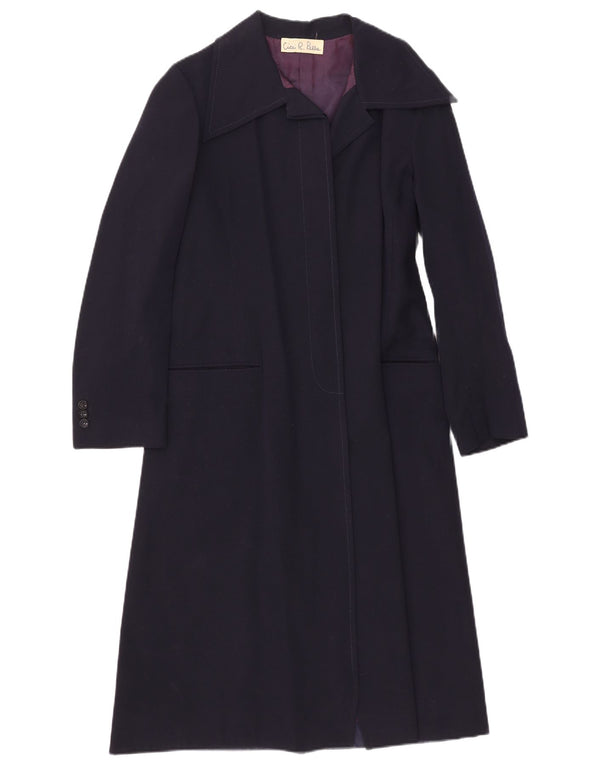 Vintage Womens Open Overcoat UK 8 Small Navy Blue