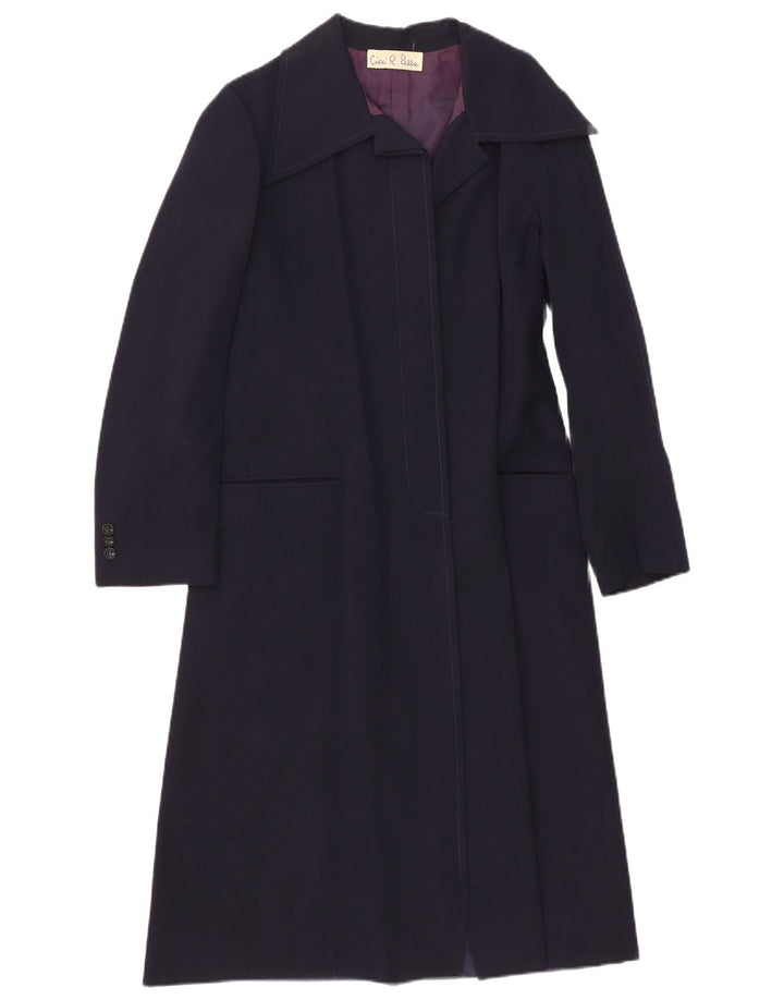 Vintage Womens Open Overcoat UK 8 Small Navy Blue