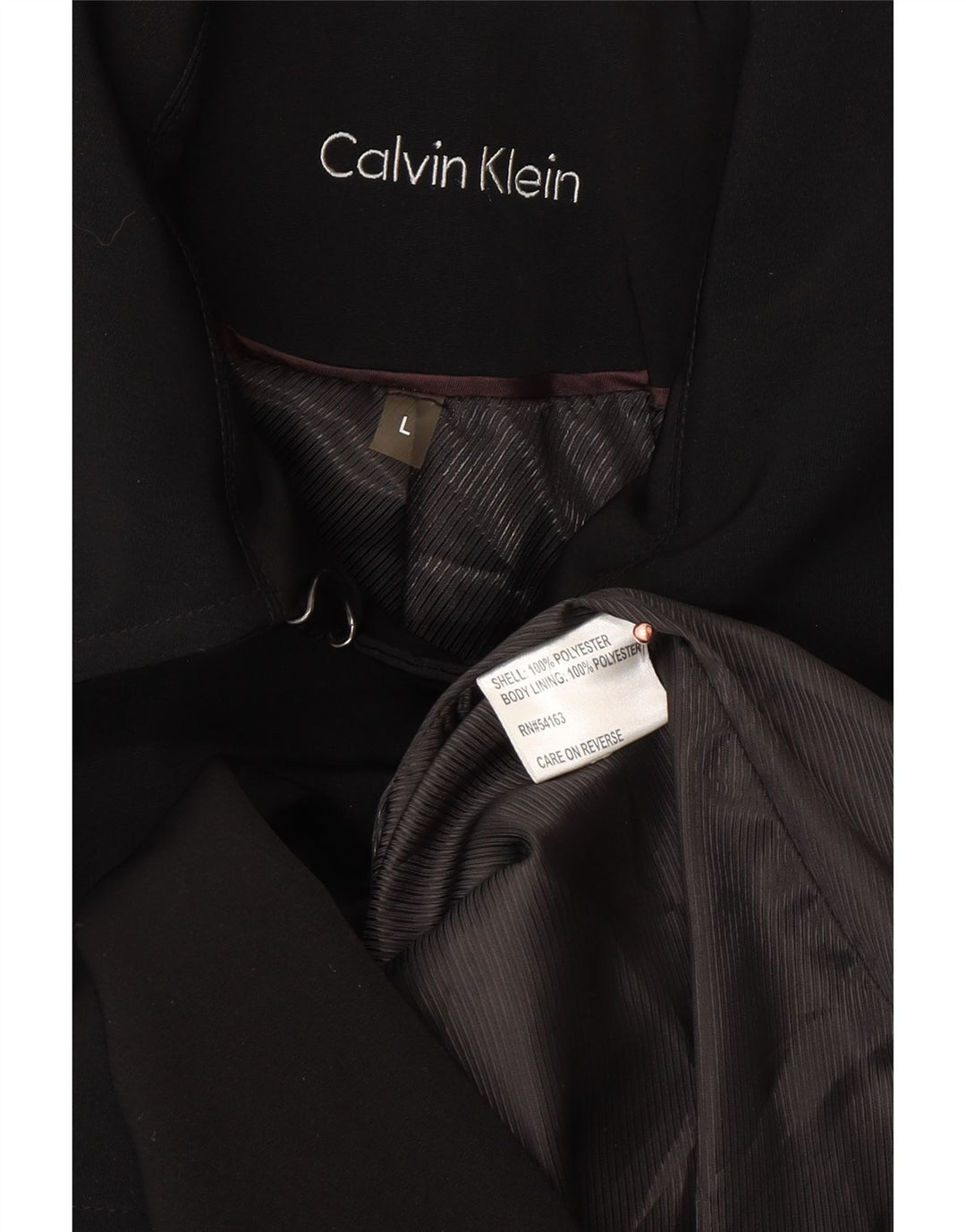 CALVIN KLEIN Womens Trench Coat UK 16 Large Black Polyester