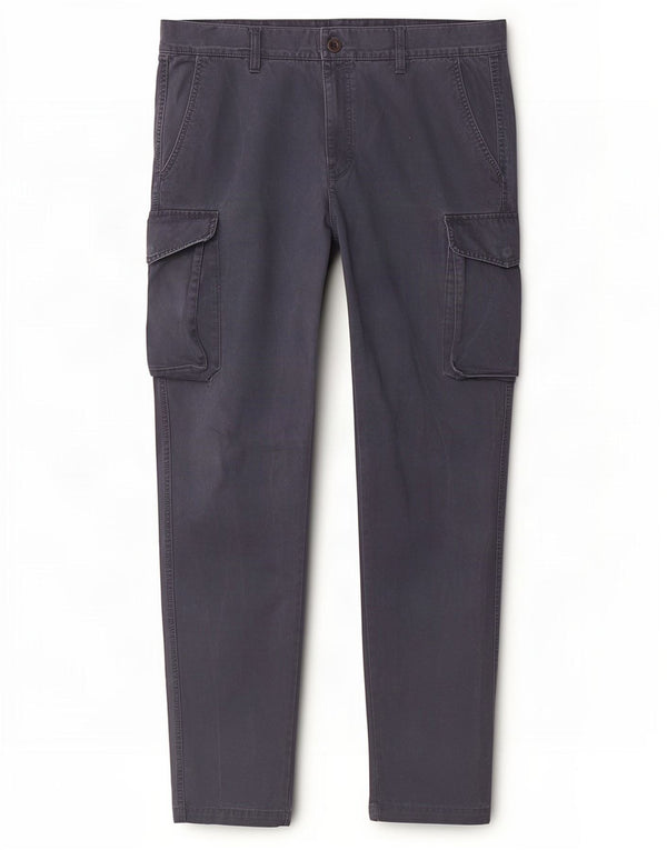 Benetton Mens Slim Cargo Trousers IT 54 2XL W38 L32 Navy Blue Cotton
