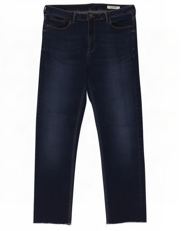 Marks & Spencer Womens Crop Straight Jeans UK 14 Large W32 L26 Navy Blue