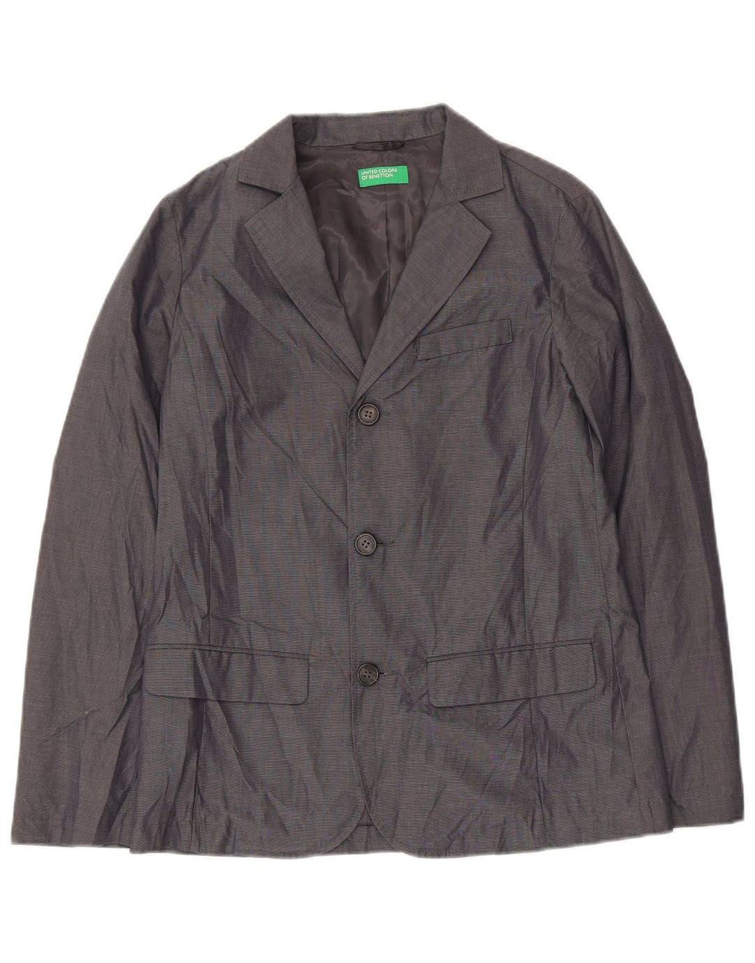 Benetton Boys 3 Button Blazer Jacket 11-12 Years 2XL Grey Cotton