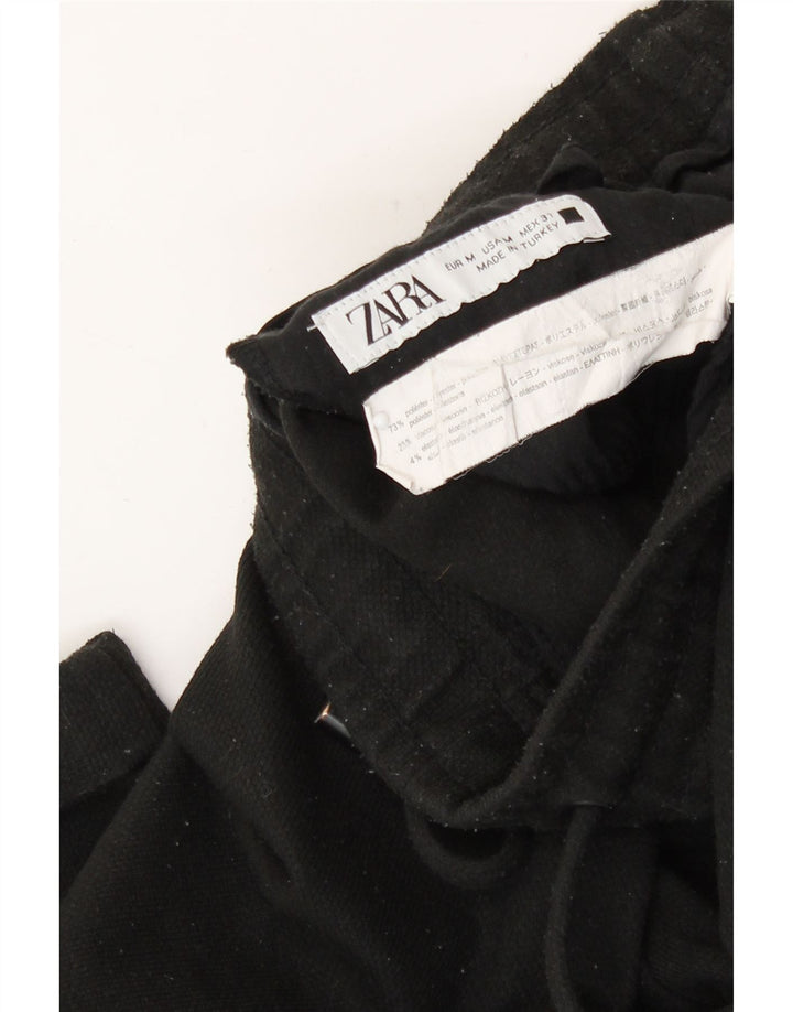Zara Mens Cropped Trousers Medium W31 L26 Black Polyester