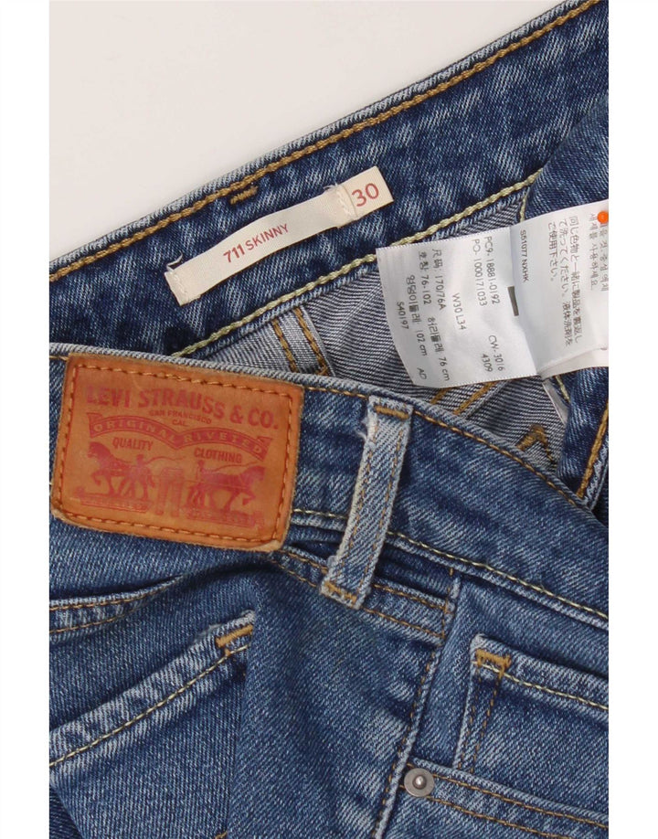 Levi's Womens 711 Skinny Jeans W30 L34 Blue Cotton