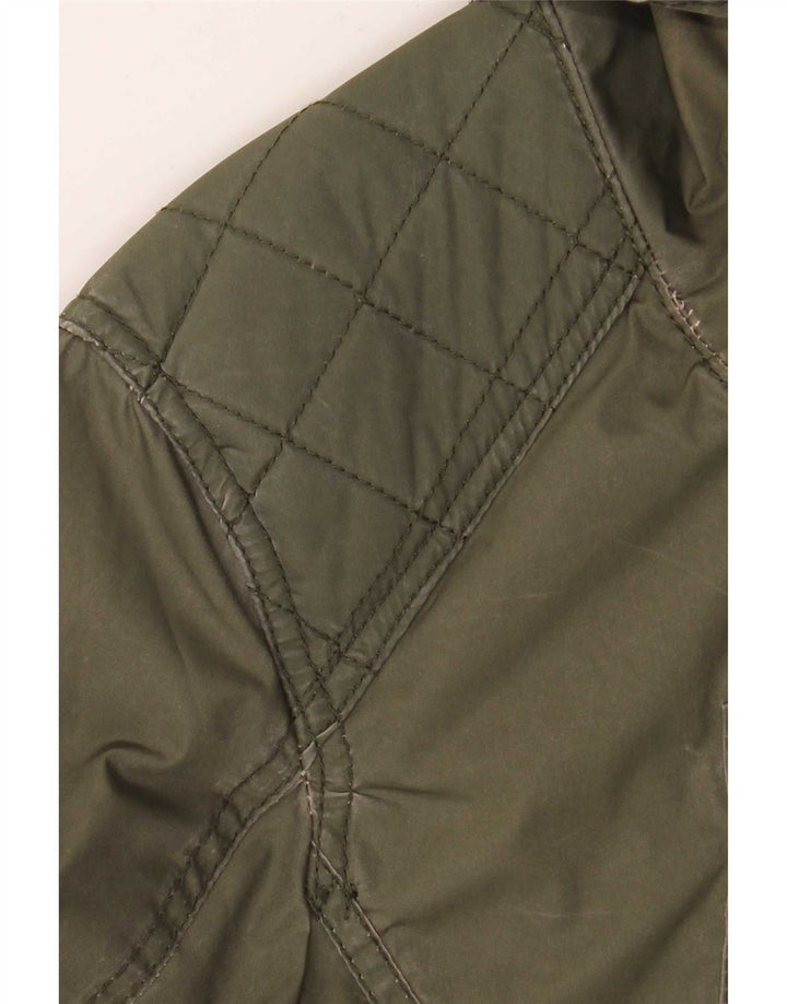 KHUJO Womens Hooded Parka Jacket UK 20 2XL Khaki Polyester