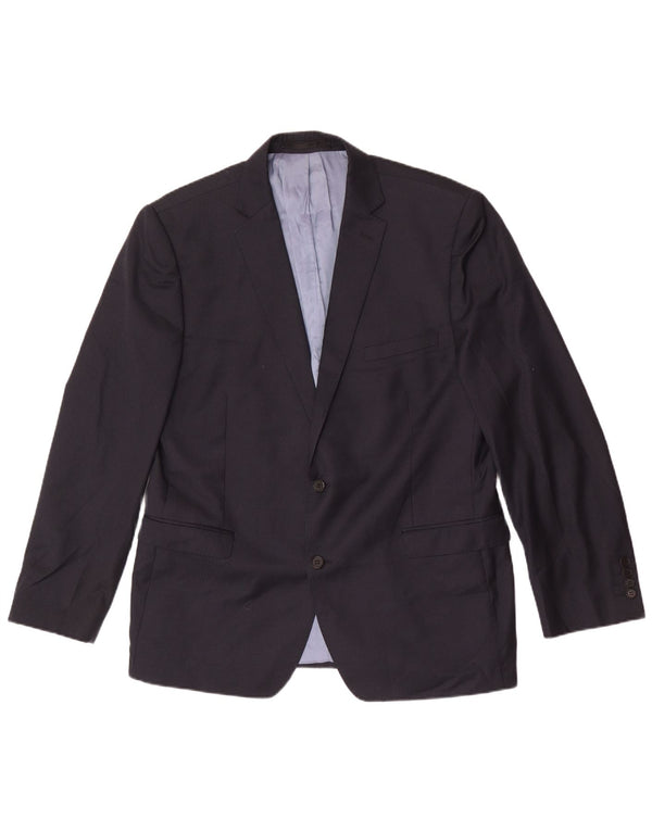 French Connection Mens 2 Button Blazer Jacket UK 44 2XL Navy Blue Wool