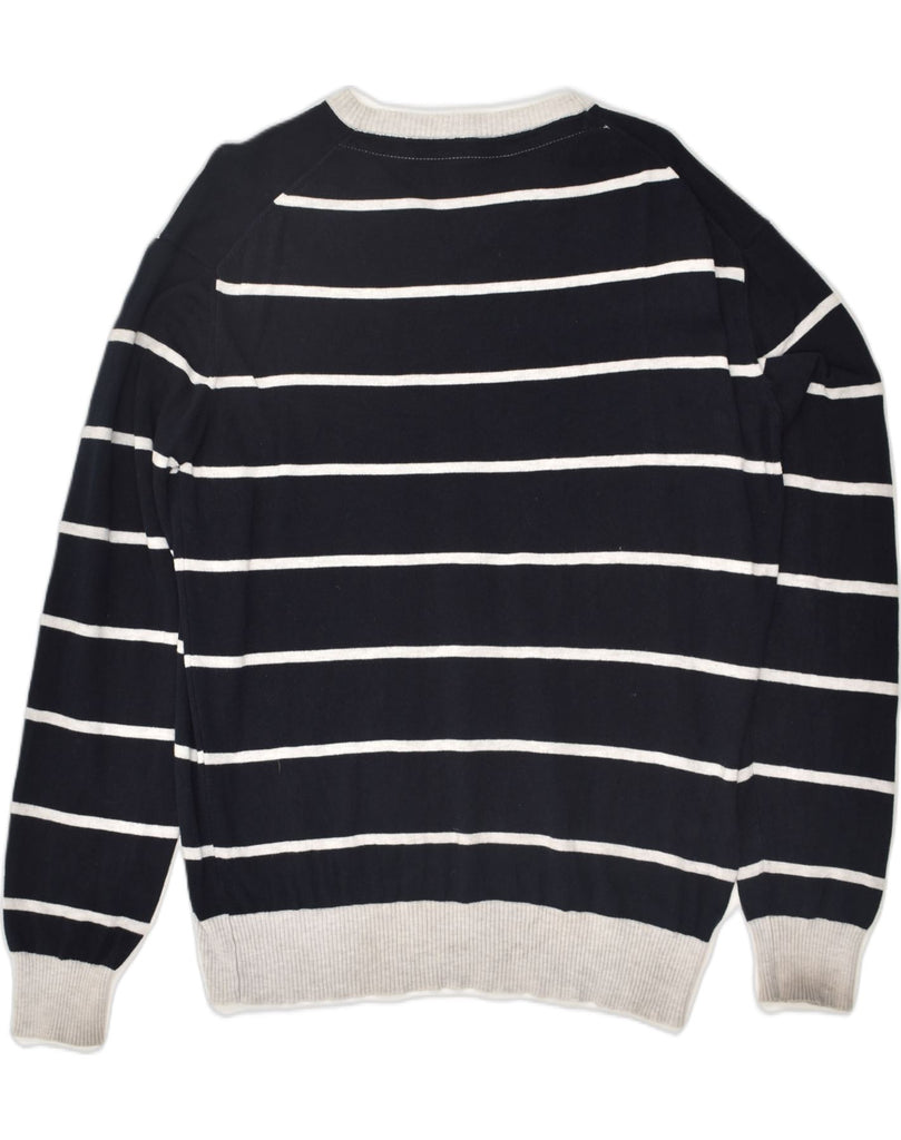 NORTH SAILS Mens V-Neck Jumper Sweater 2XL Navy Blue Striped Cotton | Vintage North Sails | Thrift | Second-Hand North Sails | Used Clothing | Messina Hembry 