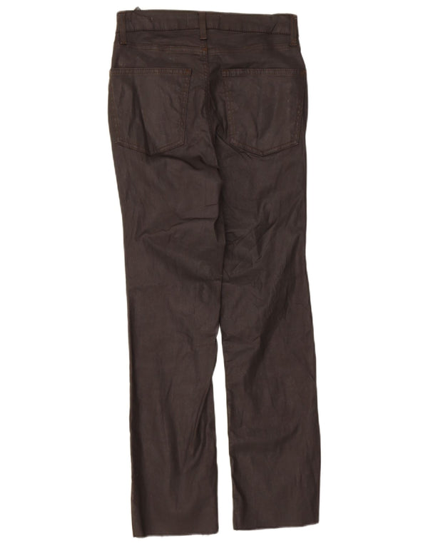 Zara Womens Waxed Straight Casual Trousers EU 34 2XS W24 L25 Black Cotton