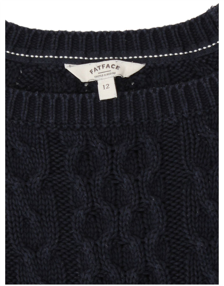 Fat Face Womens Boat Neck Jumper Sweater UK 12 Medium Navy Blue