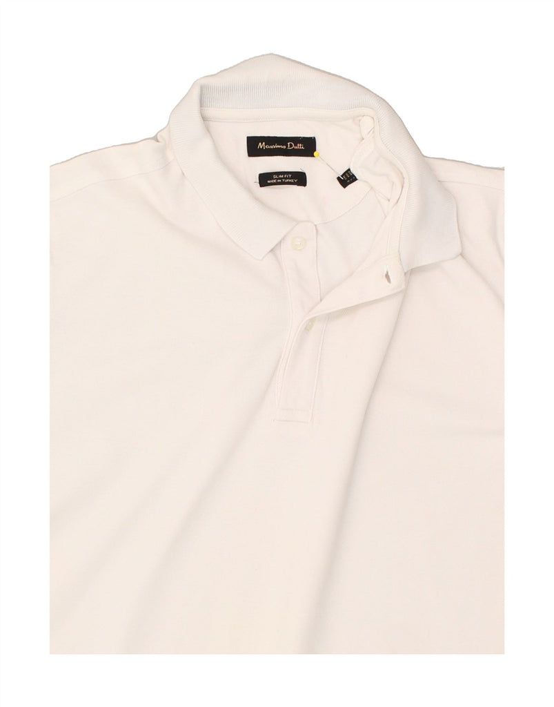 MASSIMO DUTTI Mens Slim Fit Polo Shirt Large White Cotton | Vintage Massimo Dutti | Thrift | Second-Hand Massimo Dutti | Used Clothing | Messina Hembry 