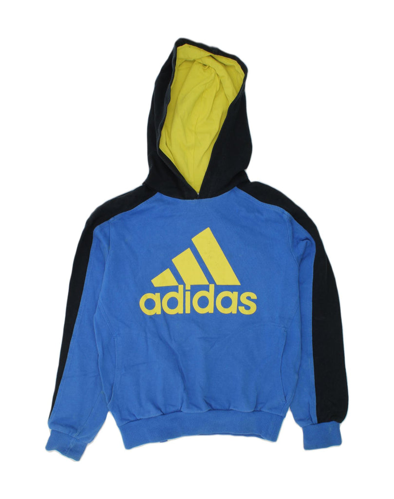 ADIDAS Boys Graphic Hoodie Jumper 11-12 Years Large  Blue Colourblock | Vintage Adidas | Thrift | Second-Hand Adidas | Used Clothing | Messina Hembry 