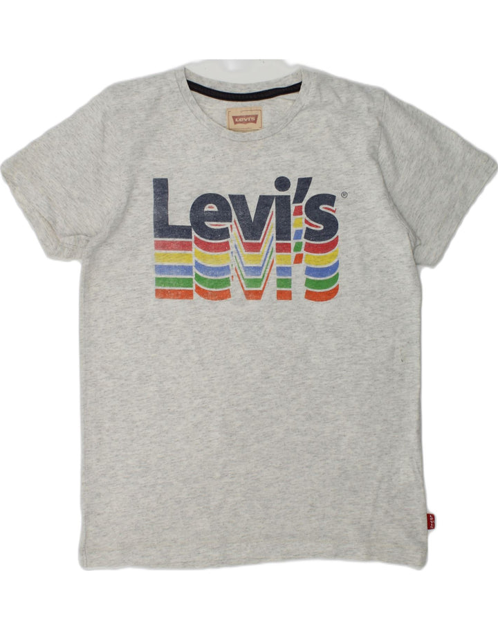 LEVI'S Boys Graphic T-Shirt Top 11-12 Years Grey Flecked Polyester | Vintage Levi's | Thrift | Second-Hand Levi's | Used Clothing | Messina Hembry 