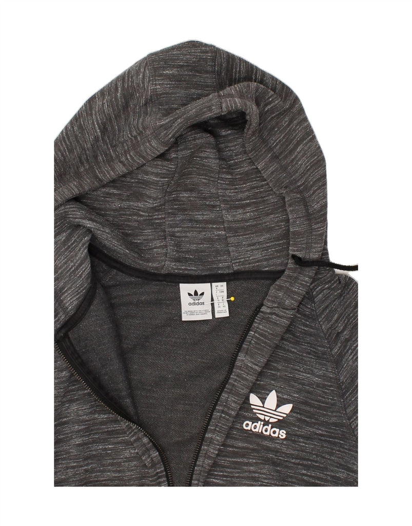 ADIDAS Womens Zip Hoodie Sweater UK 8 Small  Grey Flecked Cotton | Vintage Adidas | Thrift | Second-Hand Adidas | Used Clothing | Messina Hembry 