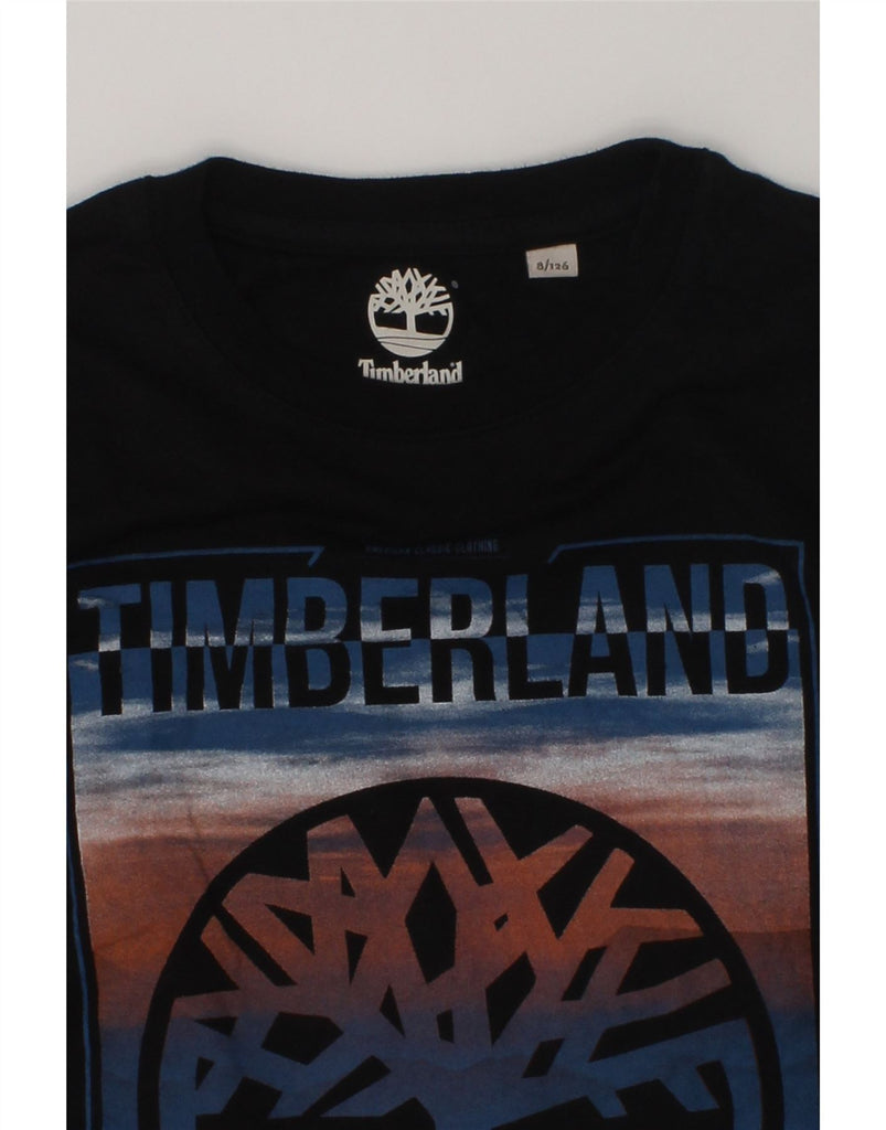 TIMBERLAND Boys Graphic Top Long Sleeve 7-8 Years Black Cotton | Vintage Timberland | Thrift | Second-Hand Timberland | Used Clothing | Messina Hembry 