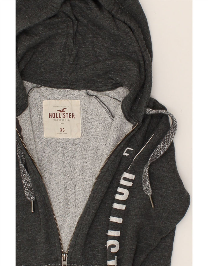 HOLLISTER Womens Graphic Zip Hoodie Sweater UK 6 XS Grey Cotton | Vintage Hollister | Thrift | Second-Hand Hollister | Used Clothing | Messina Hembry 