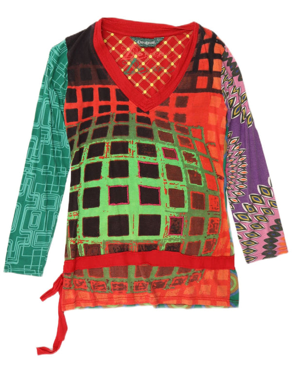 Desigual Womens Graphic Top Long Sleeve UK 14 Large Multicoloured Geometric