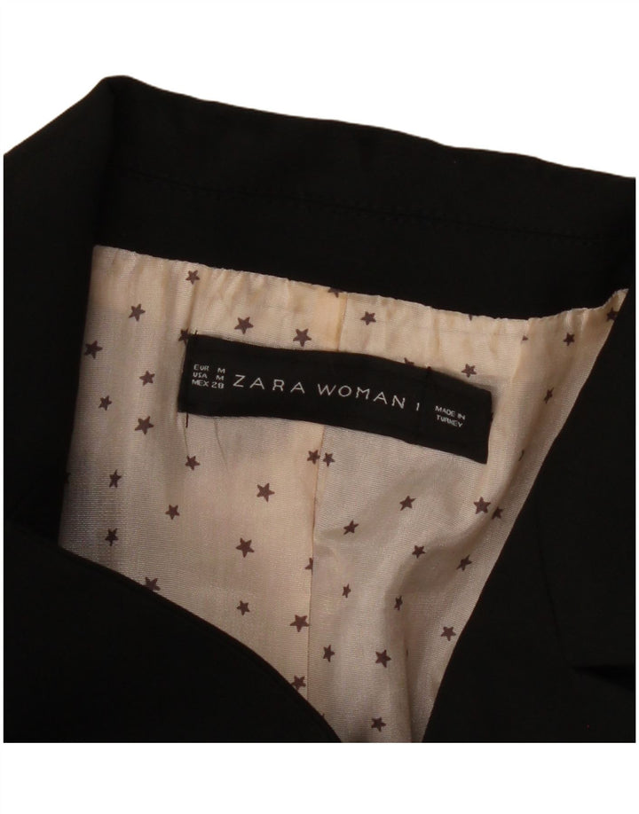 ZARA Womens 1 Button Blazer Jacket UK 12 Medium Black