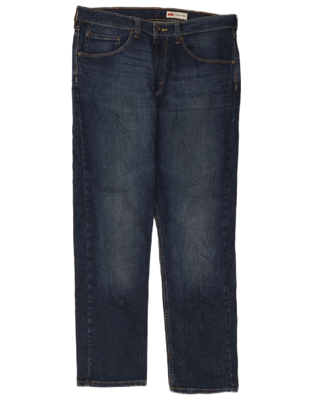 Wrangler Mens Regular Tapered Jeans W34 L30 Navy Blue Cotton