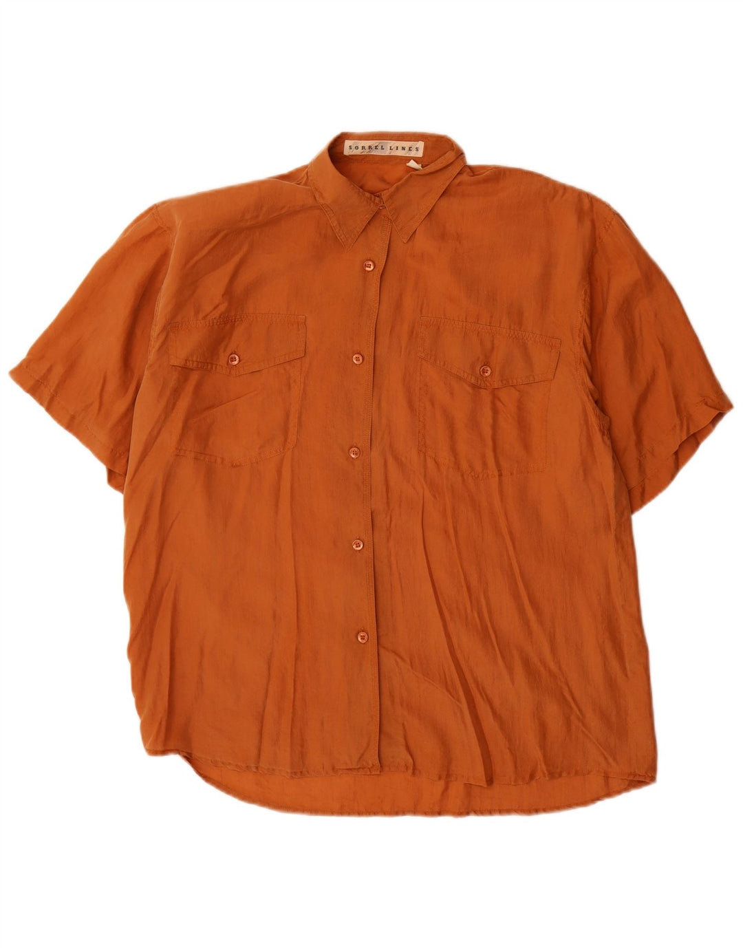 Vintage Womens Short Sleeve Shirt UK 14 Medium Brown Silk