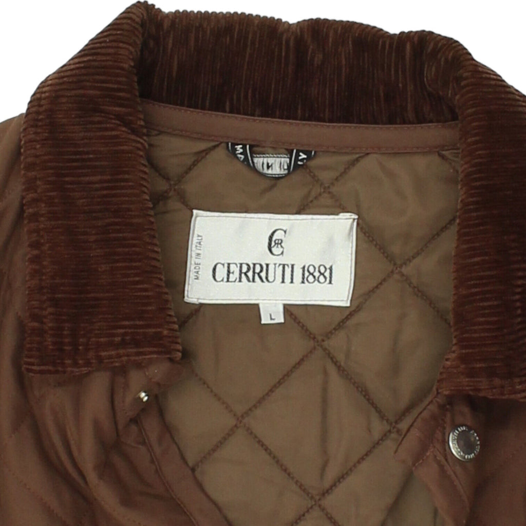 Cerruti 1881 Mens Brown Quilted Corduroy Collar Coat | Zip Off Arms Designer VTG | Vintage Messina Hembry | Thrift | Second-Hand Messina Hembry | Used Clothing | Messina Hembry 