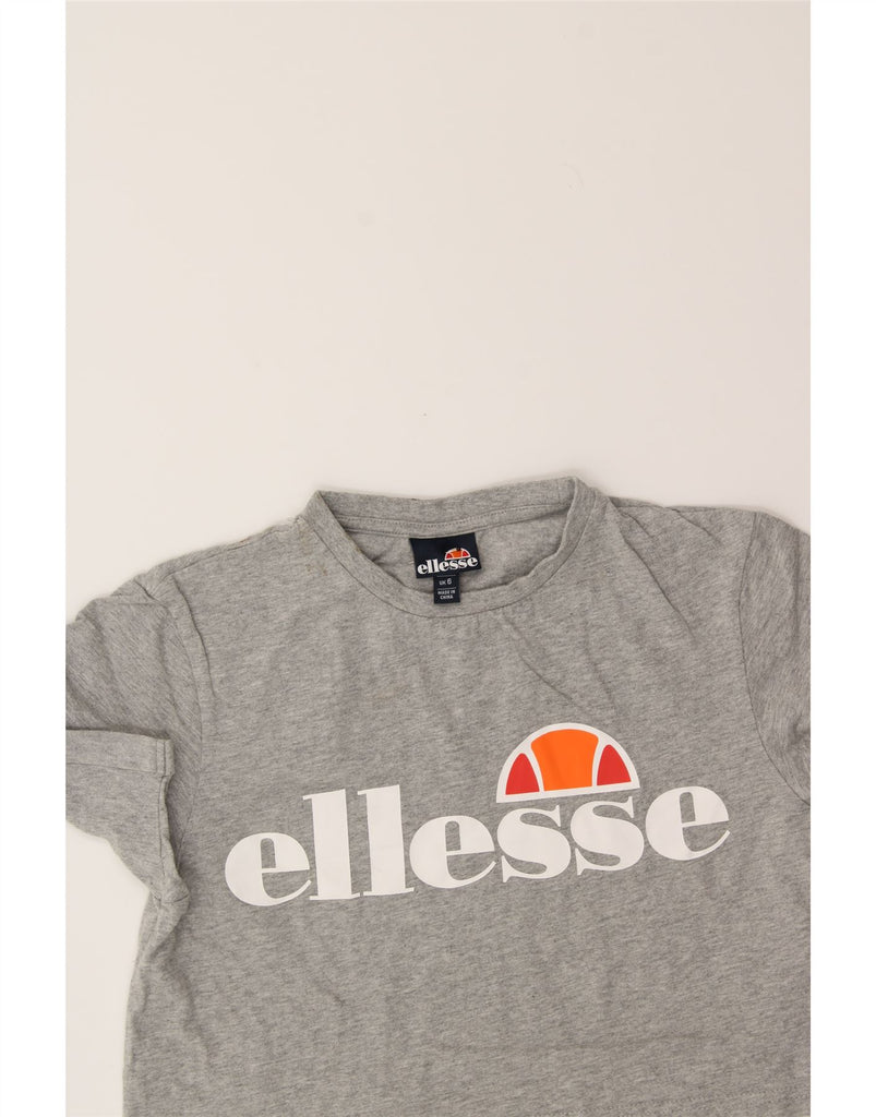 ELLESSE Womens Crop Graphic T-Shirt Top UK 6 XS Grey Cotton Vintage Ellesse and Second-Hand Ellesse from Messina Hembry 