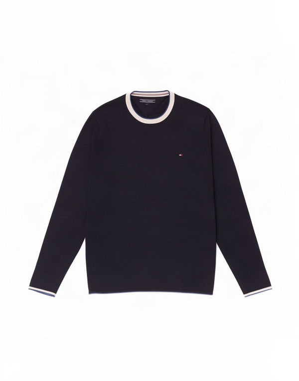 Tommy Hilfiger Mens Top Long Sleeve Large Navy Blue Colourblock