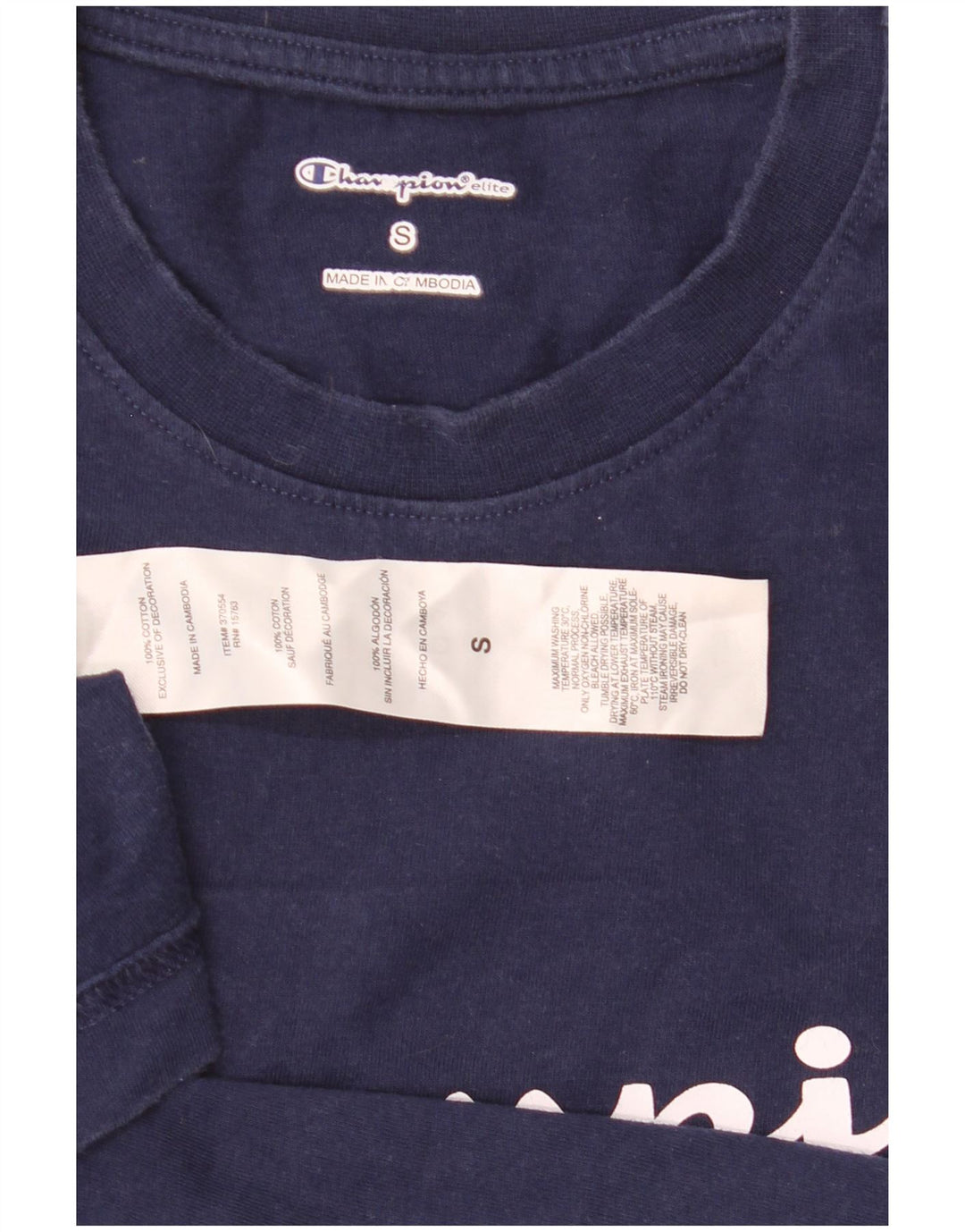 Champion Mens Graphic T-Shirt Top Small Navy Blue Cotton