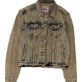 Superdry Womens Crop Distressed Acid Wash Denim Jacket UK 8 Small Blue