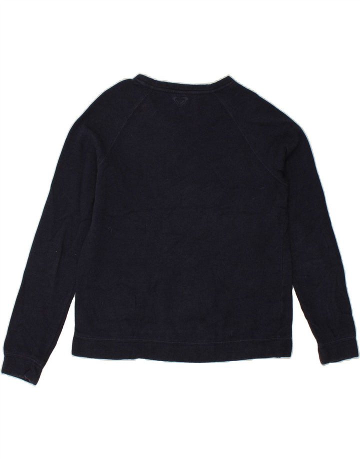 ROXY Womens Graphic Sweatshirt Jumper UK 14 Medium Navy Blue Cotton Vintage Roxy and Second-Hand Roxy from Messina Hembry 