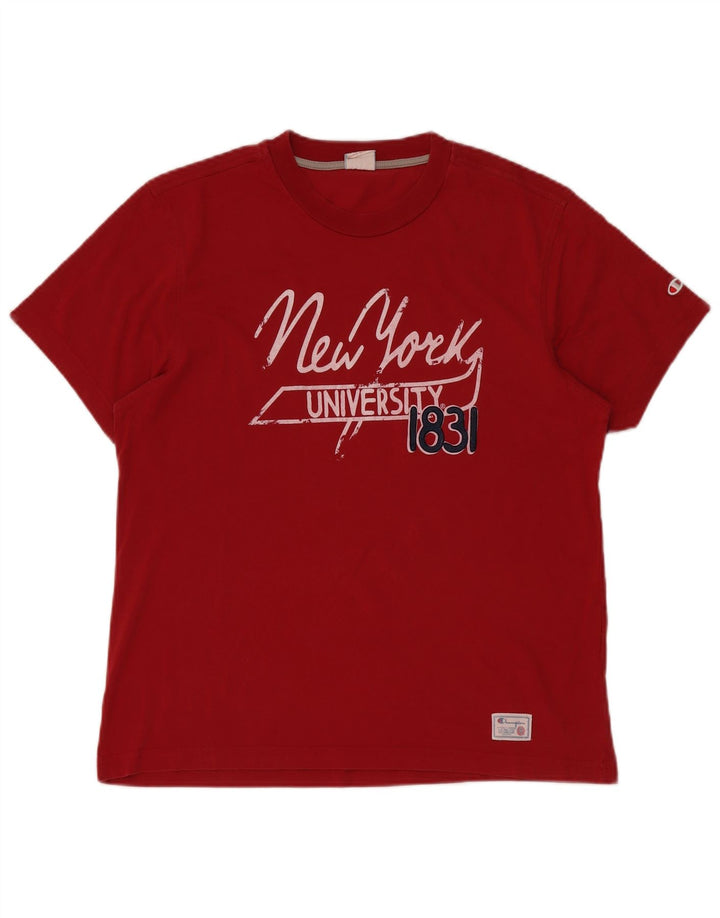 CHAMPION Mens New York University Graphic T-Shirt Top Large Red