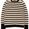 Zara Womens Crew Neck Jumper Sweater UK 14 Large White Striped