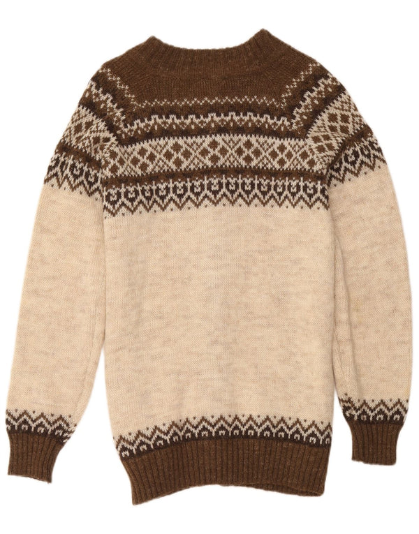 Gianni Abra Womens Longline Cardigan Sweater IT 52 2XL Brown Fair Isle