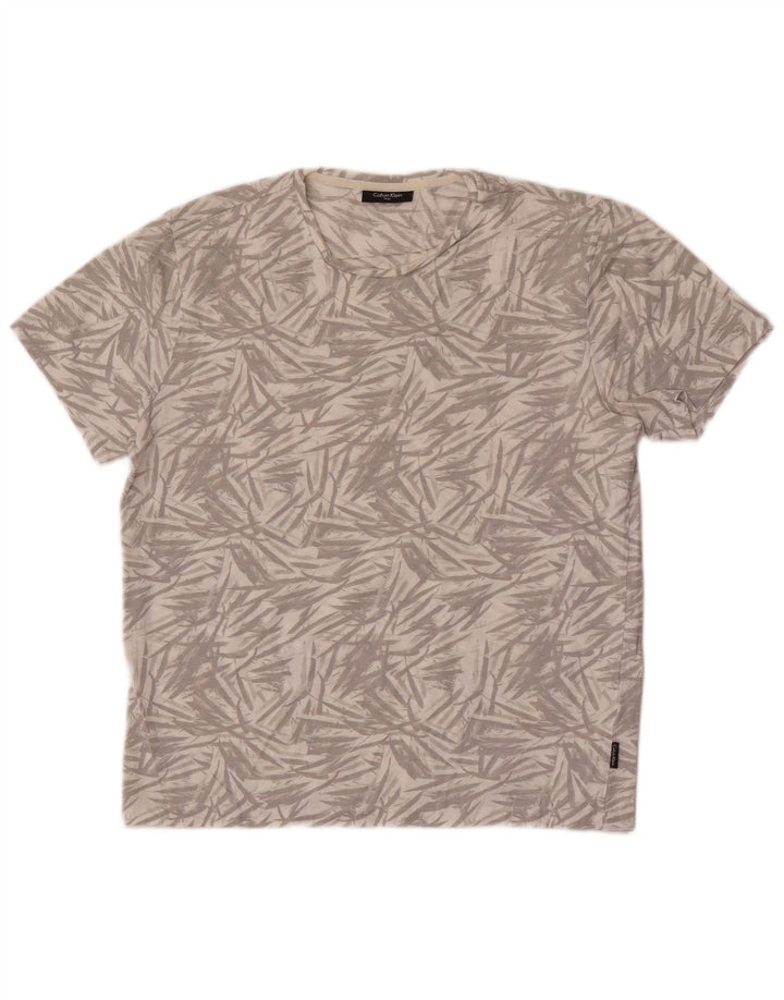 Calvin Klein Mens Abstract Pattern T-Shirt Top Large Grey Cotton