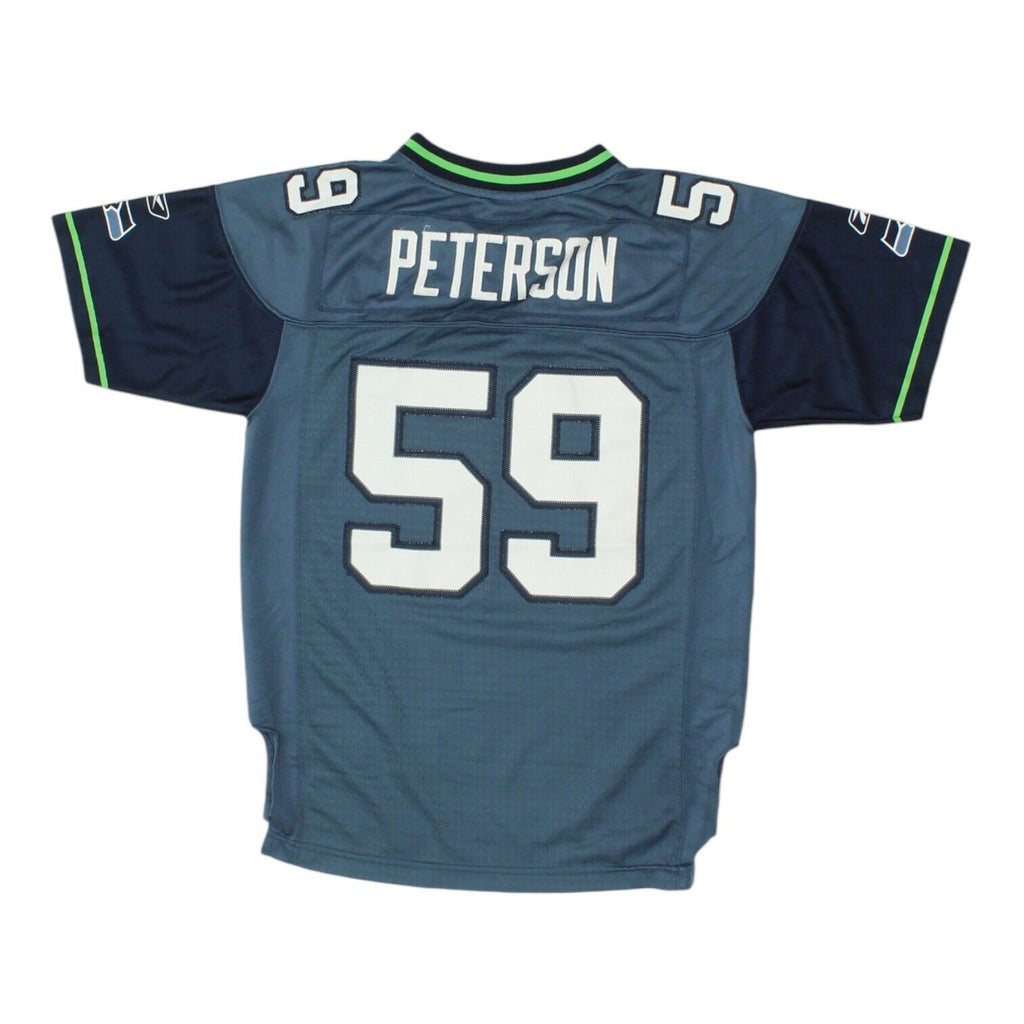 Seattle Seahawks Julian Peterson Boys Blue Reebok Jersey | VTG NFL Kids Sports | Vintage Messina Hembry | Thrift | Second-Hand Messina Hembry | Used Clothing | Messina Hembry 