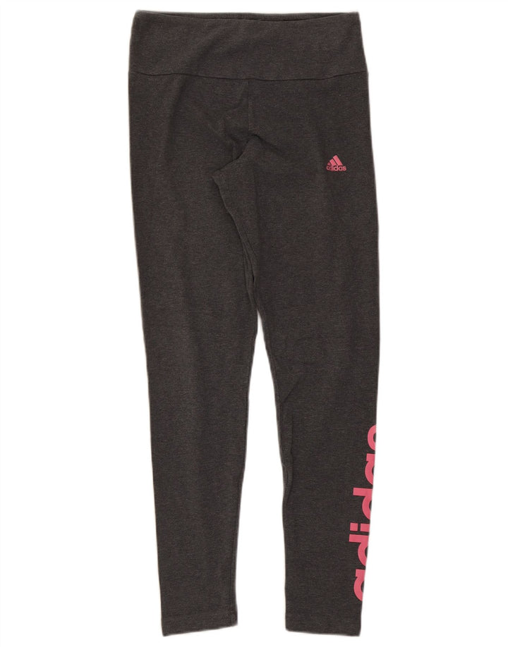 ADIDAS Womens Graphic Leggings UK 12/14 Medium  Grey