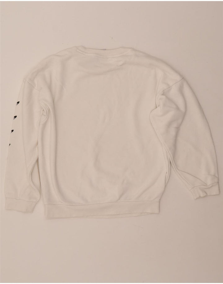 ADIDAS Womens Oversized Graphic Sweatshirt Jumper UK 8 Small White Cotton