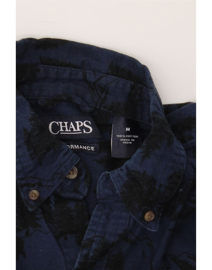 CHAPS Mens Abstract Pattern Flannel Shirt Medium Navy Blue Cotton Vintage Chaps and Second-Hand Chaps from Messina Hembry 