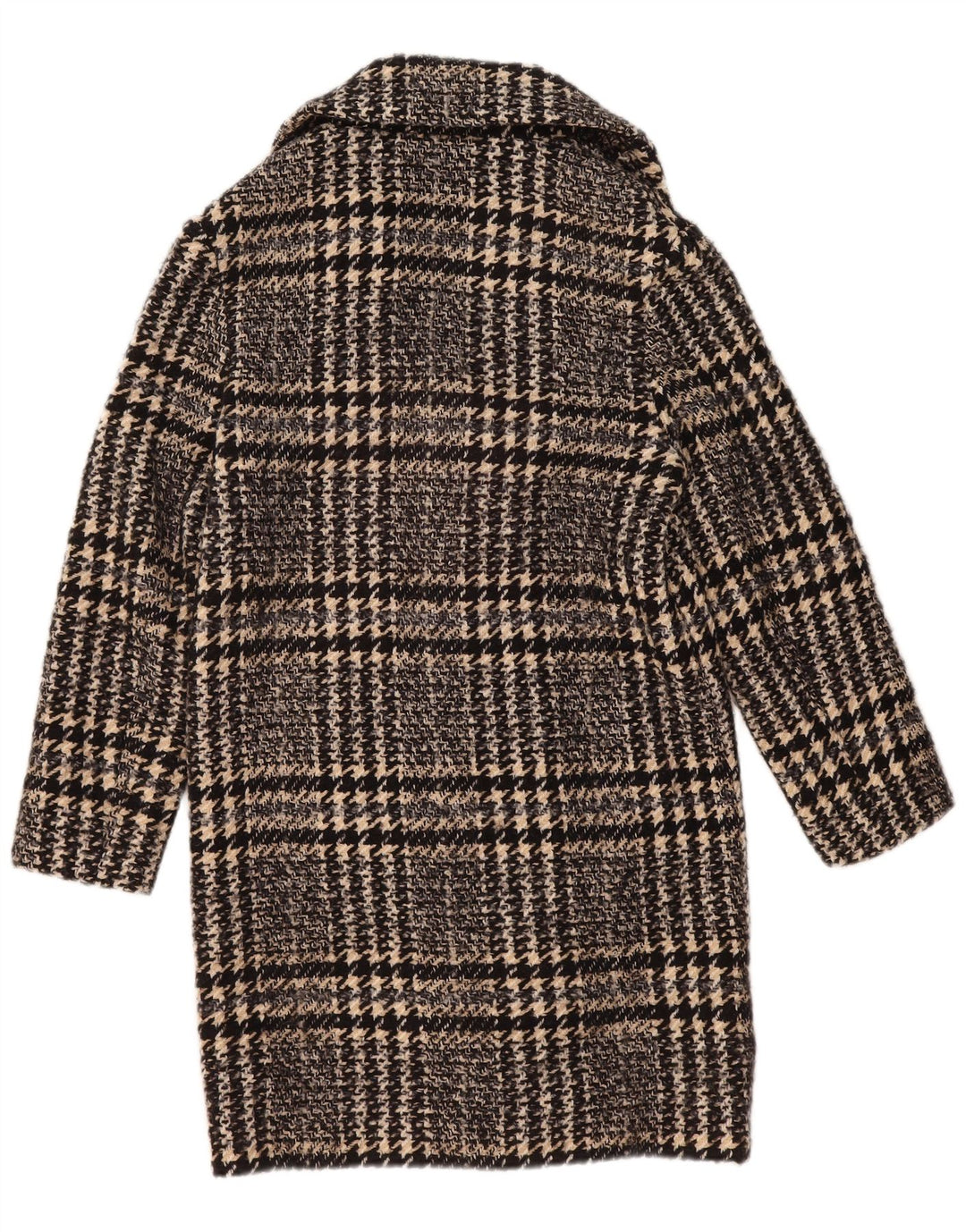 MASSIMO DUTTI Womens Oversized Overcoat UK 6 XS Navy Blue Houndstooth