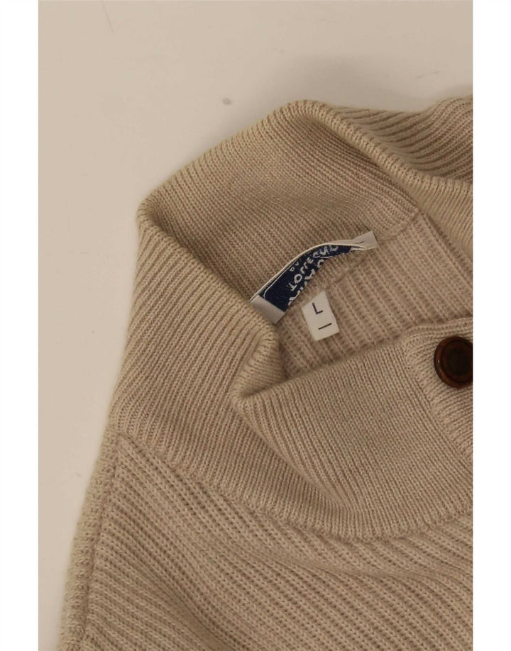 Lana Gatto Mens Cardigan Sweater Large Beige Wool