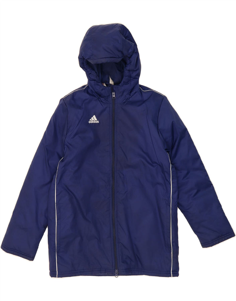 ADIDAS Boys Hooded Raincoat 11-12 Years Navy Blue Nylon Vintage Adidas and Second-Hand Adidas from Messina Hembry 