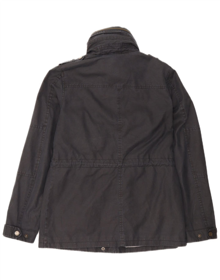 Fat Face Womens Hooded Military Jacket UK 8 Small Grey Cotton