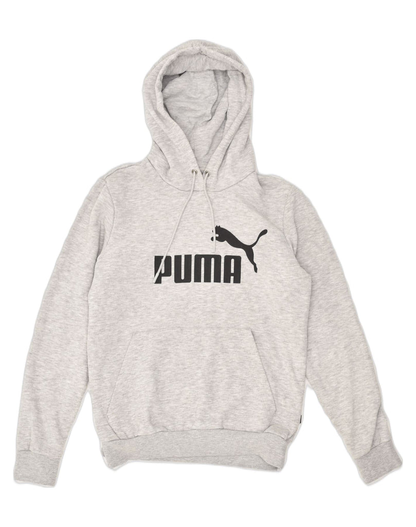 PUMA Womens Graphic Hoodie Jumper UK 14 Large Grey Cotton | Vintage Puma | Thrift | Second-Hand Puma | Used Clothing | Messina Hembry 