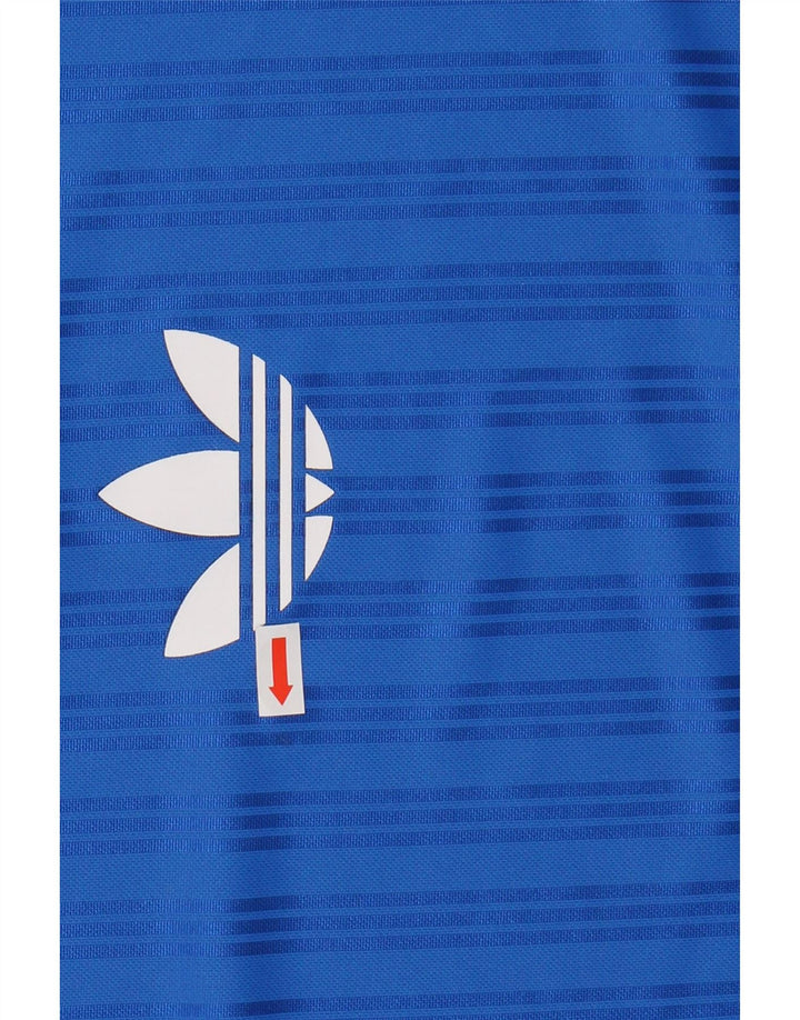 ADIDAS Mens Graphic T-Shirt Top Medium Blue Striped Polyester