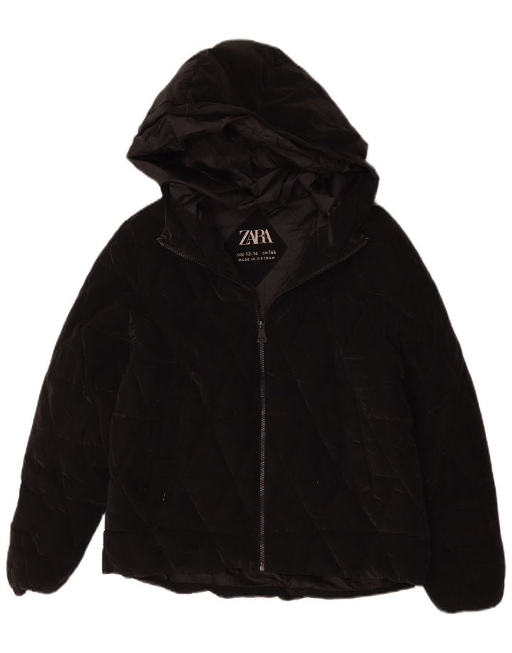 Zara Girls Hooded Padded Jacket 13-14 Years Black